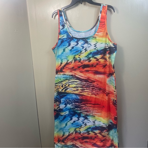 Dresses & Skirts - Tank Dress Colorful Print Sleeveless Casual Summer Beach dress 3XL